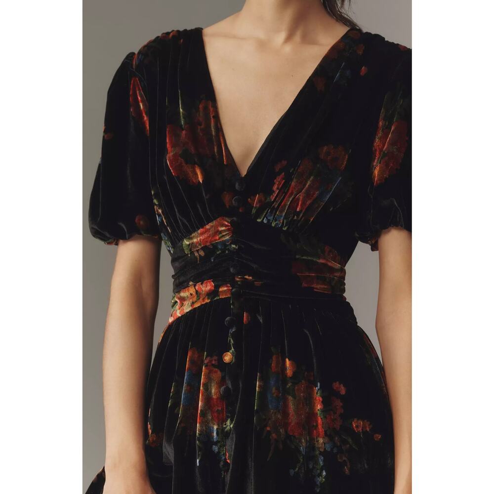 nwt by ANTHROPOLOGIE sz M The Katerina: Velvet Edition in Floral Motif - Picture 4 of 5